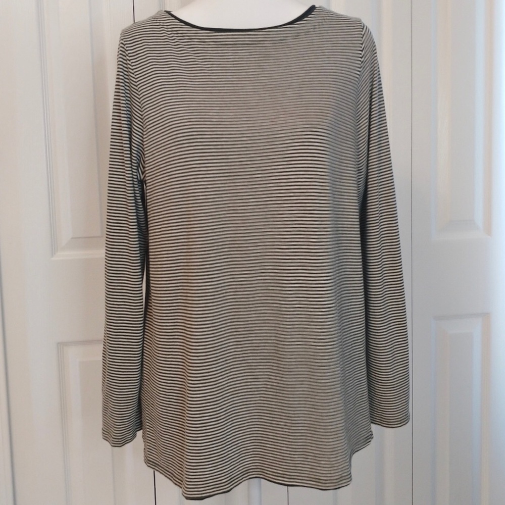 J.Jill Double Layer Boat Neck - Green & Cream
